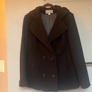 Wool pea coat with hood